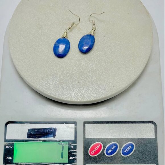 Lapis Earrings, Handmade Light Weight Dangle Earrings, Lapis Lazuli Earrings - Picture 8 of 10